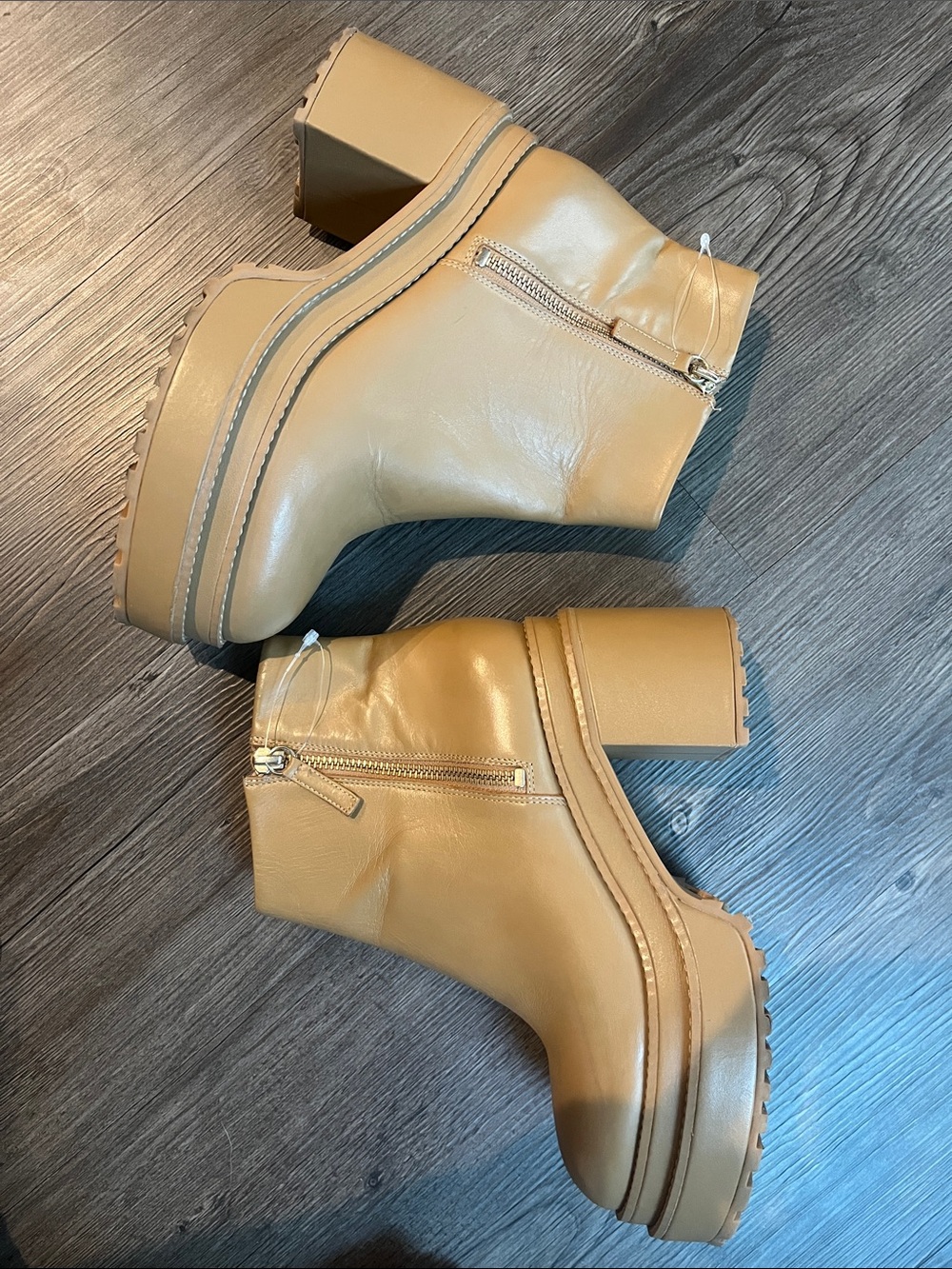 CULT GAIA Leather Ankle Booties with Chunky Heel